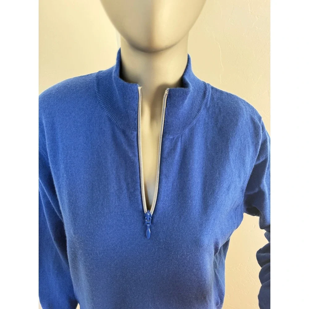 Orvis Passport Blue Unisex 1/4 Zip‎ Wool Pullover Preppy Minimalist Sweater L